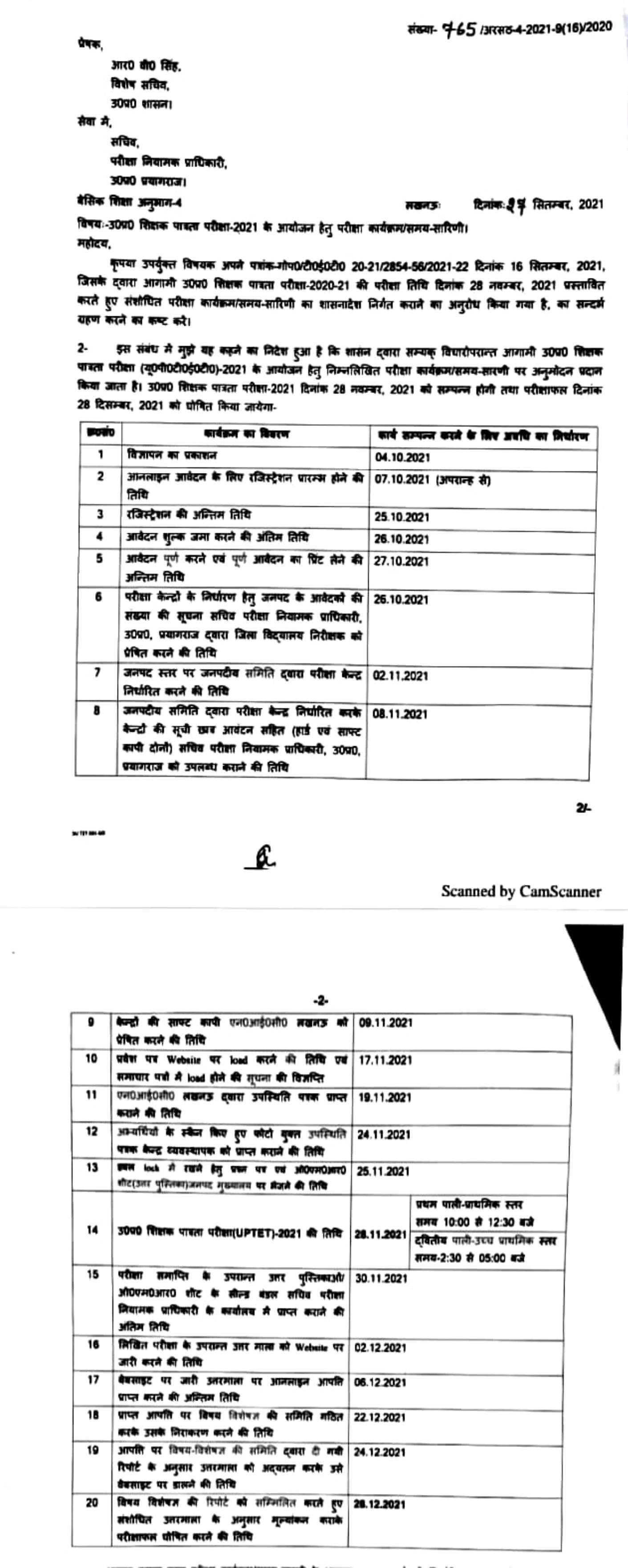 UPTET 2021 NOTIFICATION